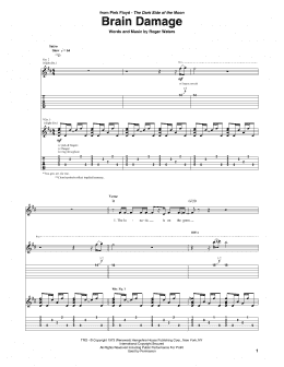 page one of Brain Damage (Guitar Tab)