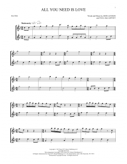 page one of All You Need Is Love (Flute Duet)