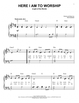 page one of Here I Am To Worship (Light Of The World) (Very Easy Piano)