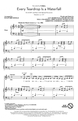 page one of Every Teardrop Is A Waterfall (arr. Susan Brumfield) (SATB Choir)