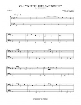 page one of Can You Feel the Love Tonight (from The Lion King) (Cello Duet)