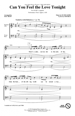 page one of Can You Feel the Love Tonight (from The Lion King) (arr. Mac Huff) (SATB Choir)
