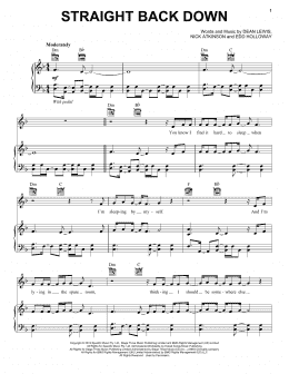 page one of Straight Back Down (Piano, Vocal & Guitar Chords (Right-Hand Melody))