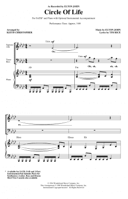 page one of Circle Of Life (from The Lion King) (arr. Keith Christopher) (SATB Choir)