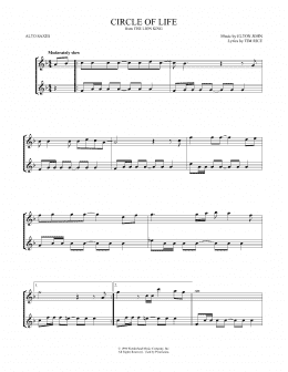 page one of Circle Of Life (from The Lion King) (Alto Sax Duet)