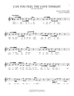page one of Can You Feel the Love Tonight (from The Lion King) (Ocarina)