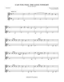 page one of Can You Feel the Love Tonight (from The Lion King) (Trumpet Duet)