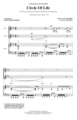 page one of Circle Of Life (from The Lion King) (arr. Keith Christopher) (2-Part Choir)