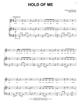 page one of Hold Of Me (Piano, Vocal & Guitar Chords (Right-Hand Melody))