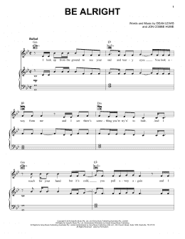 page one of Be Alright (Piano, Vocal & Guitar Chords (Right-Hand Melody))