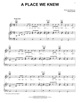 page one of A Place We Knew (Piano, Vocal & Guitar Chords (Right-Hand Melody))