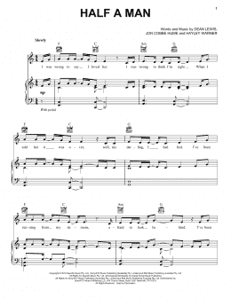 page one of Half A Man (Piano, Vocal & Guitar Chords (Right-Hand Melody))
