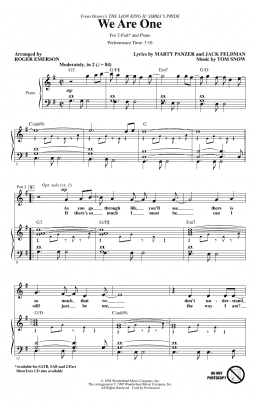 page one of We Are One (from The Lion King II: Simba's Pride) (arr. Roger Emerson) (2-Part Choir)