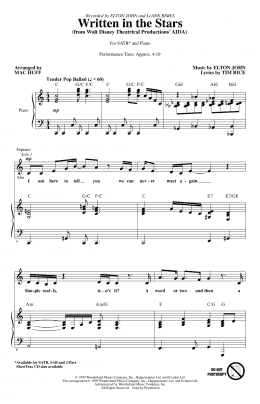 page one of Written In The Stars (from Aida) (arr. Mac Huff) (SATB Choir)