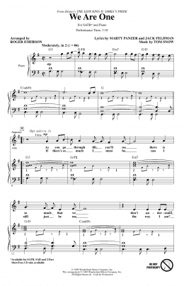 page one of We Are One (from The Lion King II: Simba's Pride) (arr. Roger Emerson) (SATB Choir)