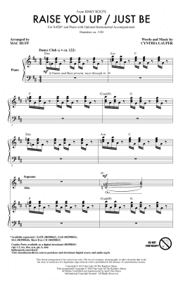 page one of Raise You Up/Just Be (from Kinky Boots) (arr. Mac Huff) (SATB Choir)