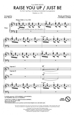 page one of Raise You Up/Just Be (from Kinky Boots) (arr. Mac Huff) (SSA Choir)
