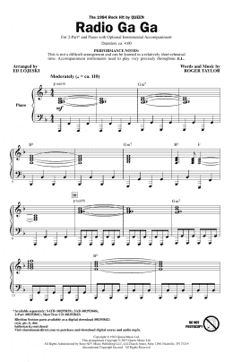 page one of Radio Ga Ga (arr. Ed Lojeski) (2-Part Choir)