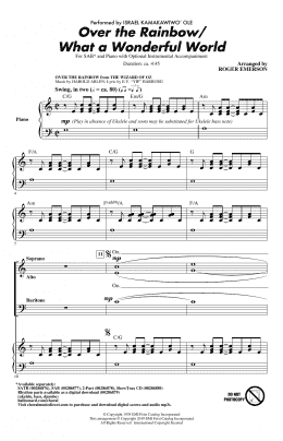page one of Over The Rainbow/What a Wonderful World (arr. Roger Emerson) (SAB Choir)