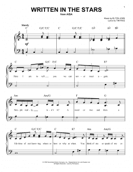 page one of Written In The Stars (from Aida) (Very Easy Piano)