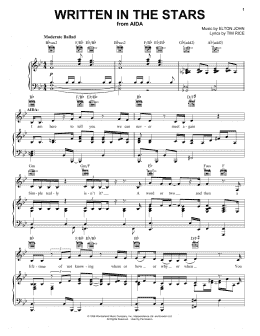 page one of Written In The Stars (from Aida) (Piano, Vocal & Guitar Chords (Right-Hand Melody))