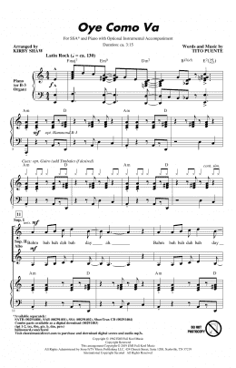 page one of Oye Como Va (arr. Kirby Shaw) (SSA Choir)