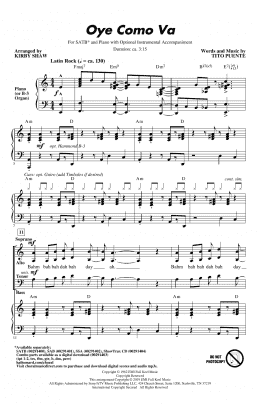 page one of Oye Como Va (arr. Kirby Shaw) (SATB Choir)