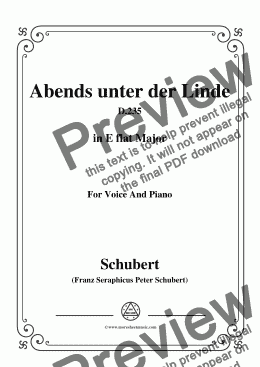 page one of Schubert-Abends unter der Linde,D.235,in E flat Major,for Voice&Piano