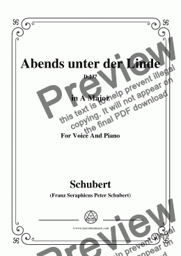 page one of Schubert-Abends unter der Linde,D.237,in A Major,for Voice&Piano