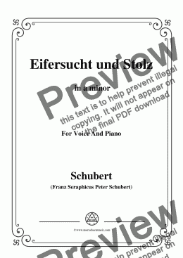page one of Schubert-Eifersucht und Stolz,from 'Die Schöne Müllerin',in a minor,for Voice&Pno