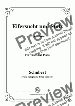page one of Schubert-Eifersucht und Stolz,from 'Die Schöne Müllerin',in e minor,for Voice&Pno