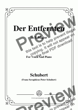 page one of Schubert-Der Entfernten,in E Major,for Voice&Piano