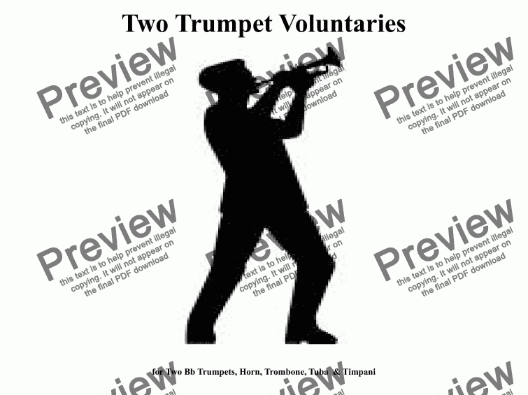 page one of Two Jeremiah Clarke Trumpet Voluntaries for a Wedding for Brass Quintet (Semi-pro/Intermediate version)