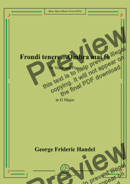 page one of Handel-Frondi tenere...Ombra mai fù in G Major,for Voice&Pno