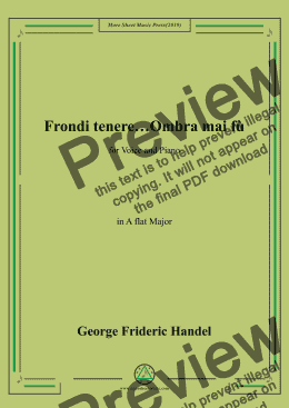 page one of Handel-Frondi tenere...Ombra mai fù in A flat Major,for Voice&Pno