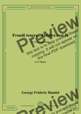 page one of Handel-Frondi tenere...Ombra mai fù in E Major,for Voice&Pno