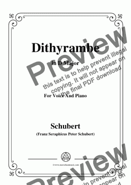 page one of Schubert-Dithyrambe,Op.60 No.2,in D Major,for Voice&Piano