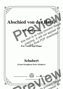 page one of Schubert-Abschied von der Harfe,in f sharp minor,for Voice&Piano