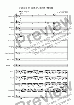 page one of Fantasia on Bach’s C minor Prelude for Orchestra