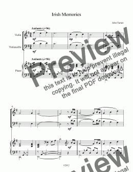 page one of Irish Memories for piano trio
