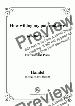 page one of Handel-How willing my paternal love in A flat Major, for Voice and Piano
