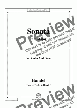 page one of Handel-Violin Sonata in F Major,for Violin and Piano