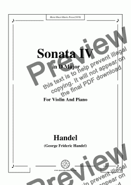 page one of Handel-Violin Sonata,in D Major,HWV 371(Op.1 No.13),for Violin and Piano