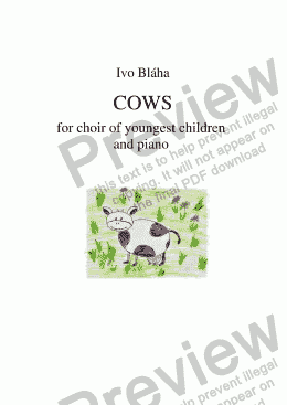 page one of COWS for choir of youngest children and piano (English words)