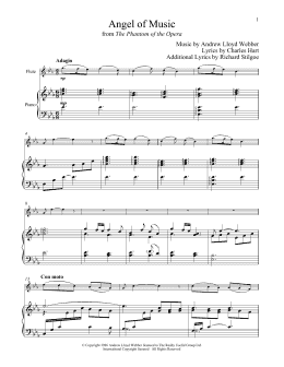 page one of Angel Of Music (from The Phantom of The Opera) (Flute and Piano)