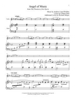 page one of Angel Of Music (from The Phantom of The Opera) (Violin and Piano)