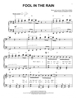 page one of Fool In The Rain (Easy Piano)