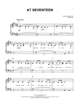 page one of At Seventeen (Easy Piano)