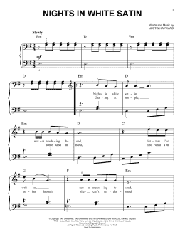 page one of Nights In White Satin (Easy Piano)