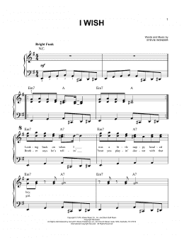 page one of I Wish (Easy Piano)